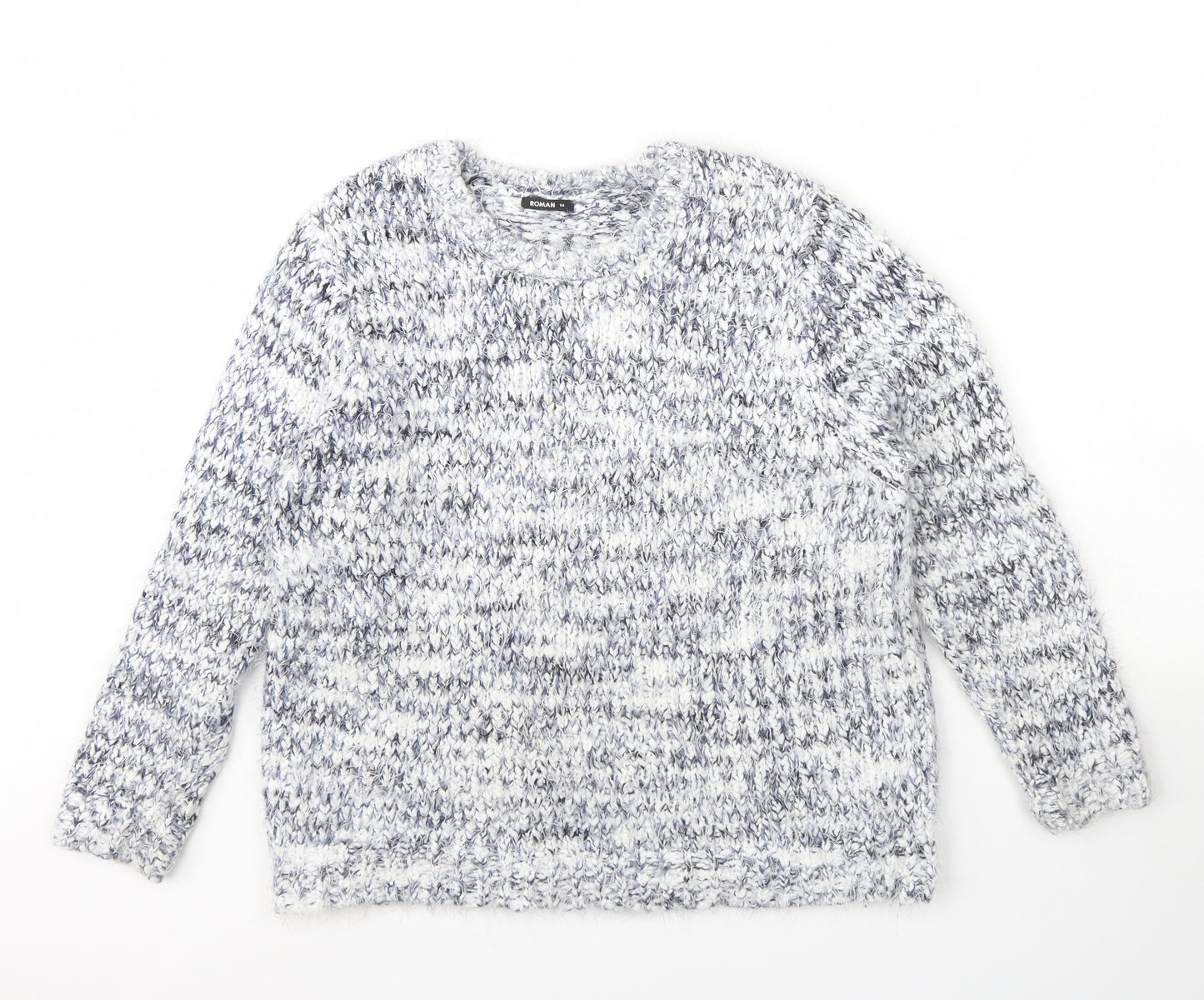 Roman Womens White Herringbone  Pullover Jumper Size 12