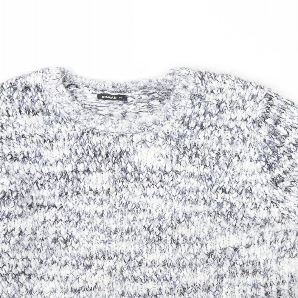 Roman Womens White Herringbone  Pullover Jumper Size 12