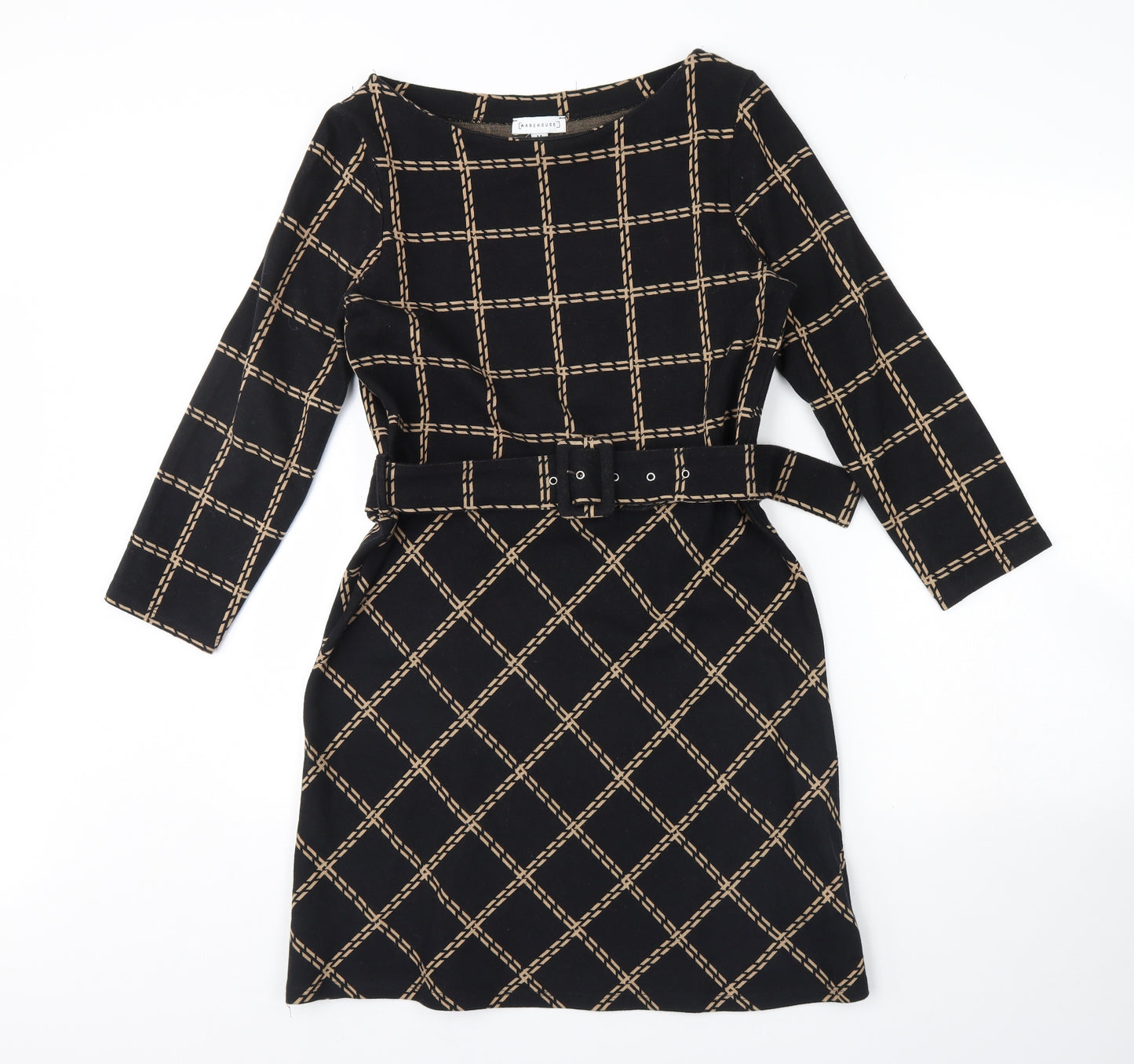 Warehouse Womens Black Plaid  Shift  Size 14