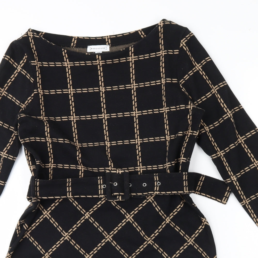 Warehouse Womens Black Plaid  Shift  Size 14