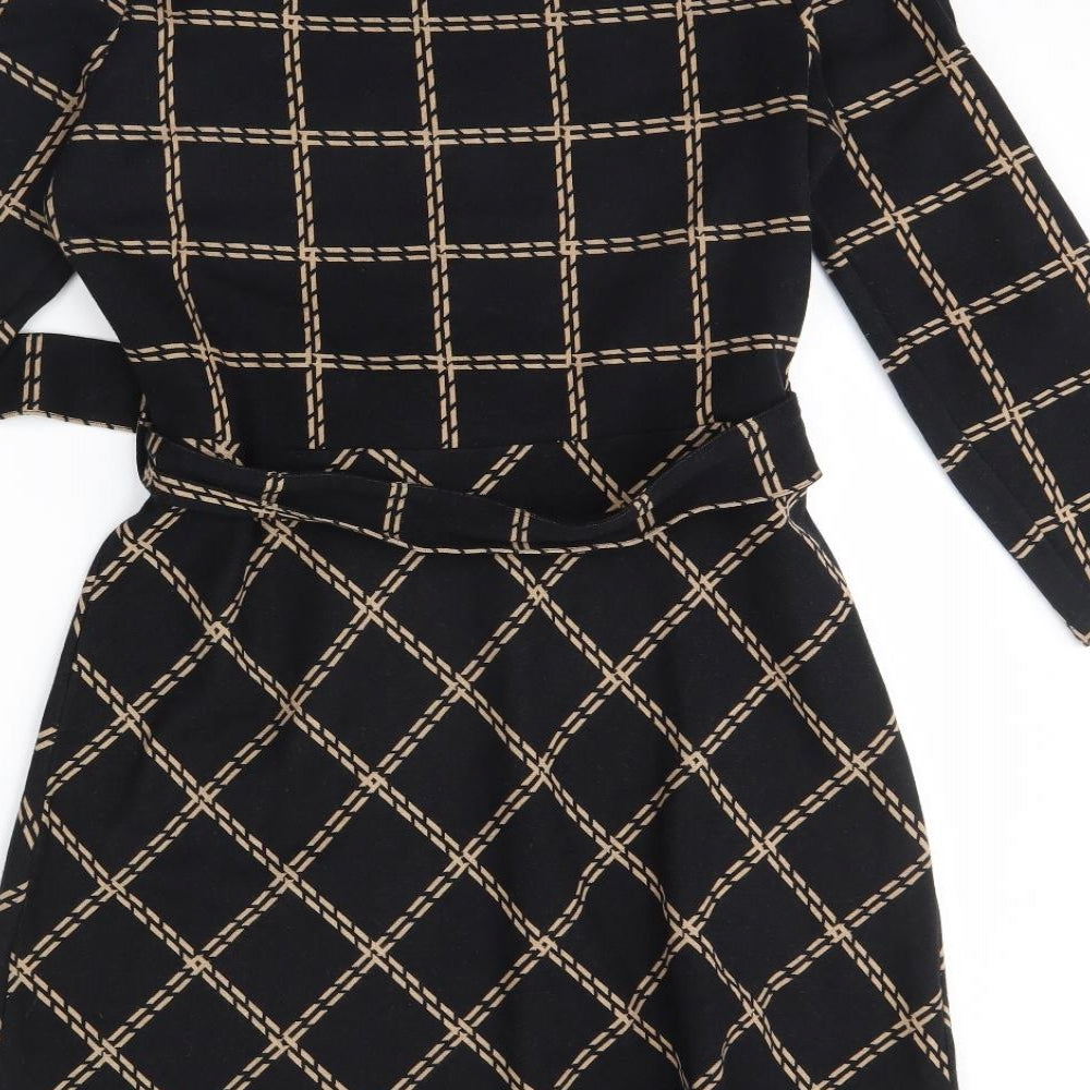 Warehouse Womens Black Plaid  Shift  Size 14