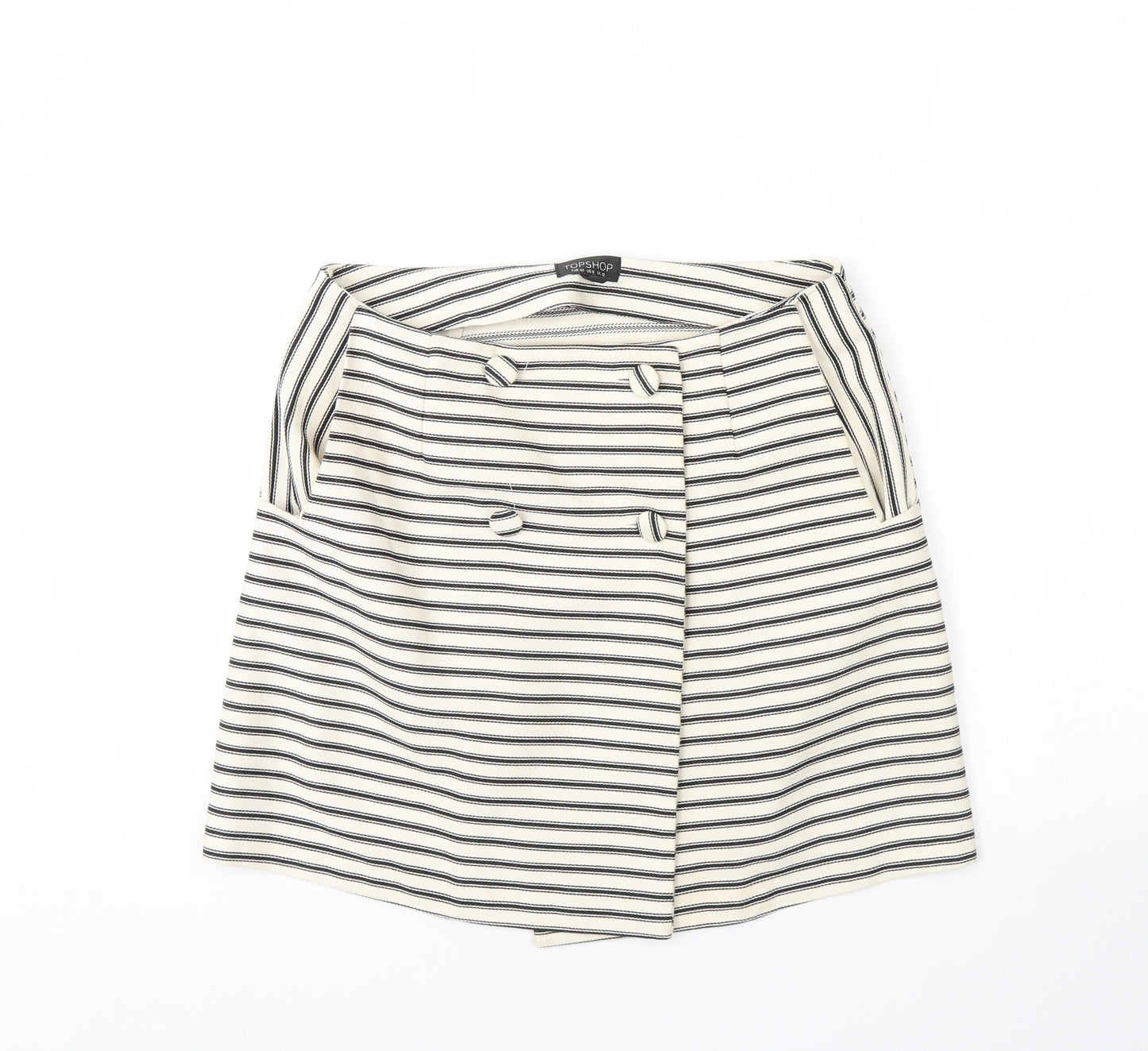 Topshop Womens Ivory Striped  Mini Skirt Size 12