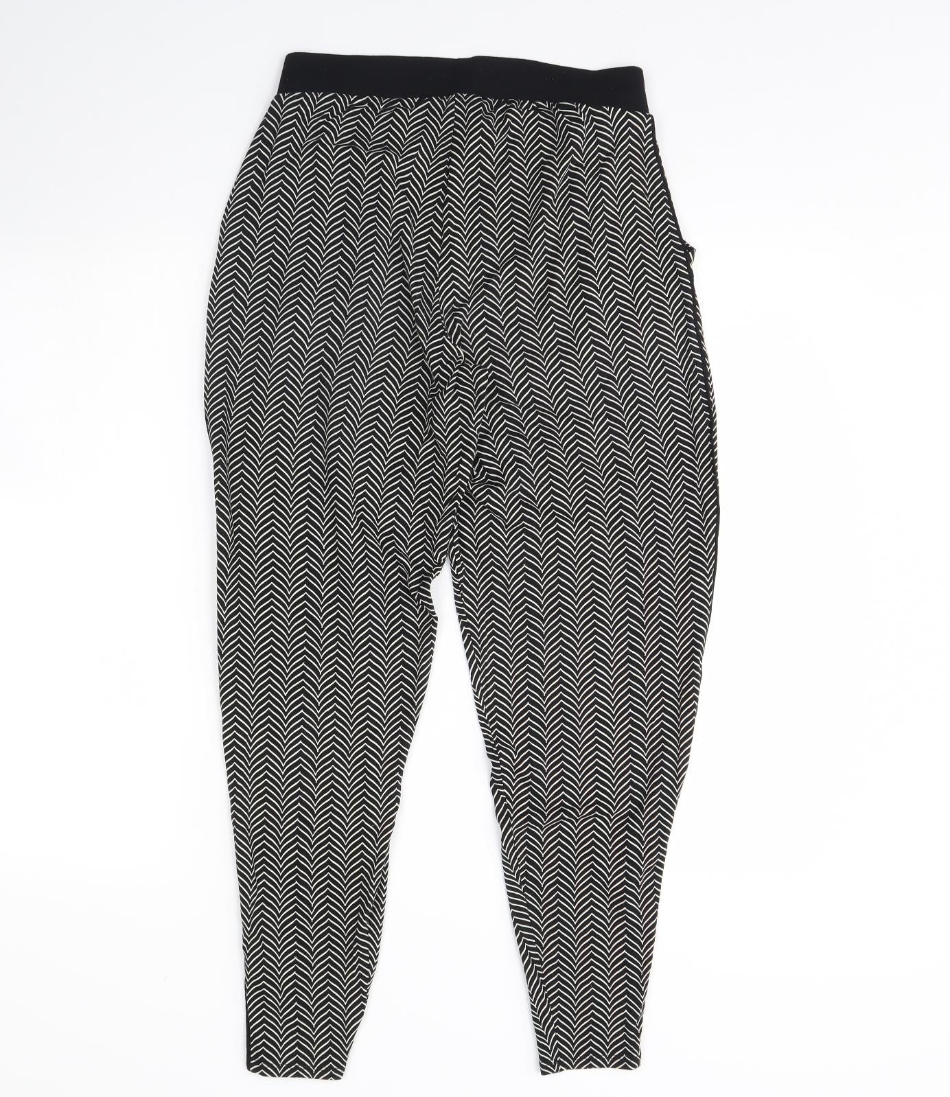 NEXT Womens Black Herringbone  Trousers  Size 10 L28 in