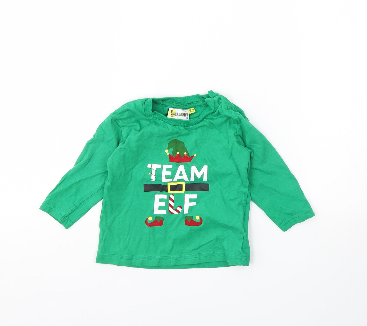 hullabaloo Baby Green   Basic T-Shirt Size 18-24 Months  - christmas