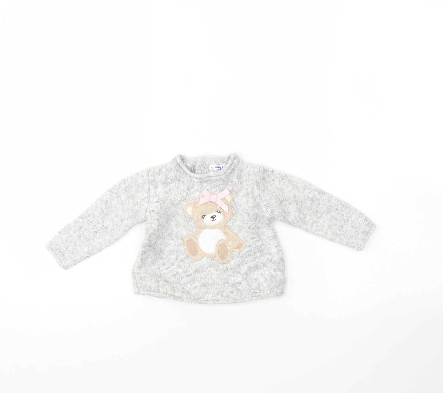 Mayoral Girls Grey   Pullover Jumper Size 9-12 Months