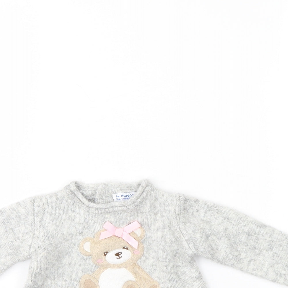 Mayoral Girls Grey   Pullover Jumper Size 9-12 Months