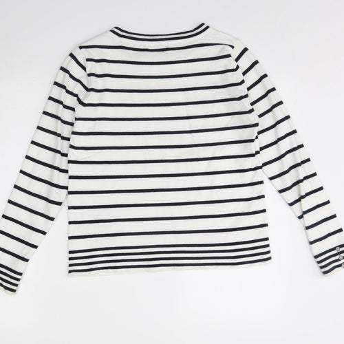 M&S Womens White Striped  Pullover Jumper Size 12