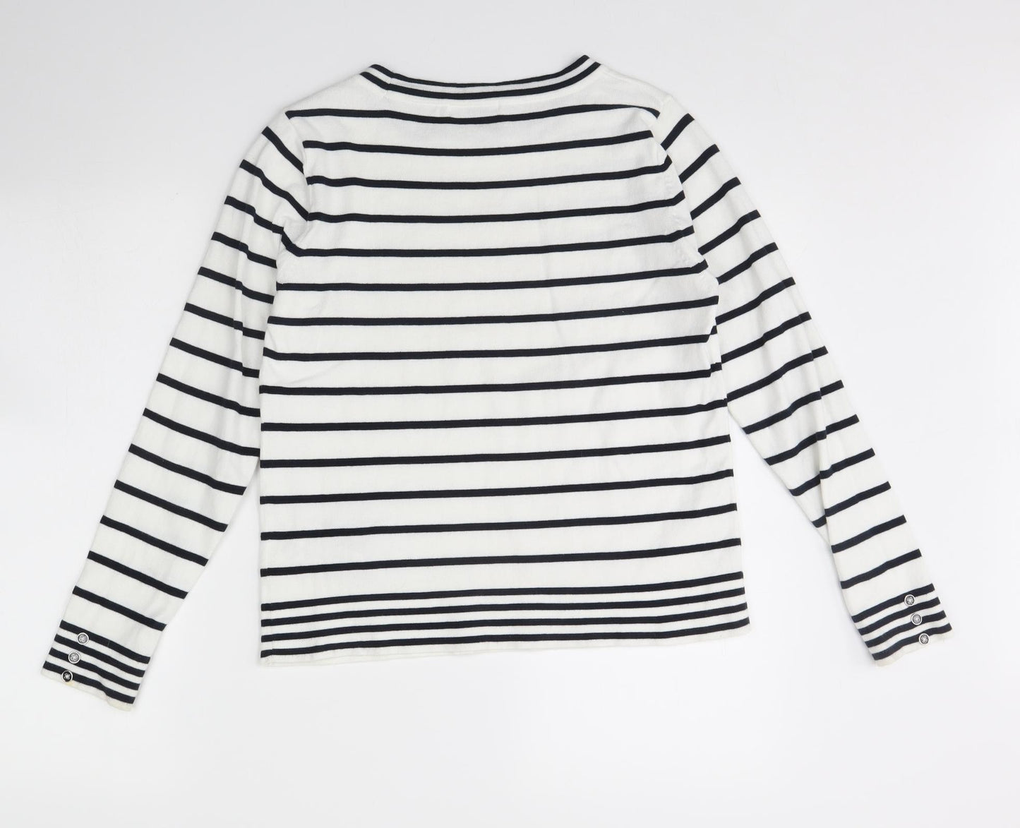 M&S Womens White Striped  Pullover Jumper Size 12