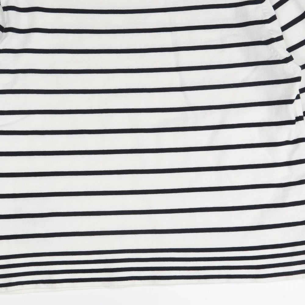 M&S Womens White Striped  Pullover Jumper Size 12