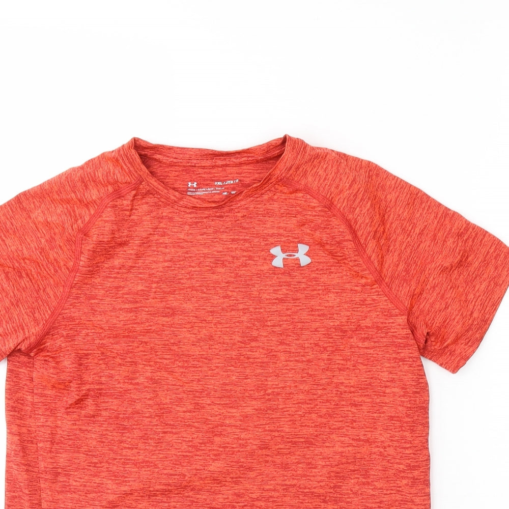 Under armour Boys Red Herringbone  Basic T-Shirt Size 13 Years