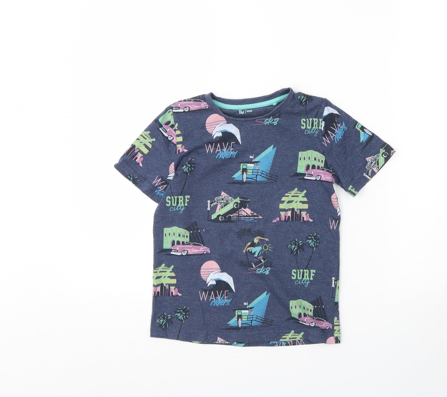 TU Boys Blue Spotted  Basic T-Shirt Size 7 Years
