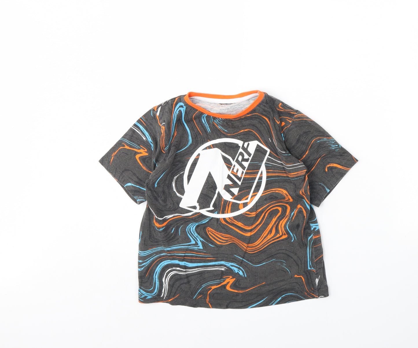TU Boys Grey Geometric  Basic T-Shirt Size 7 Years  - NERF