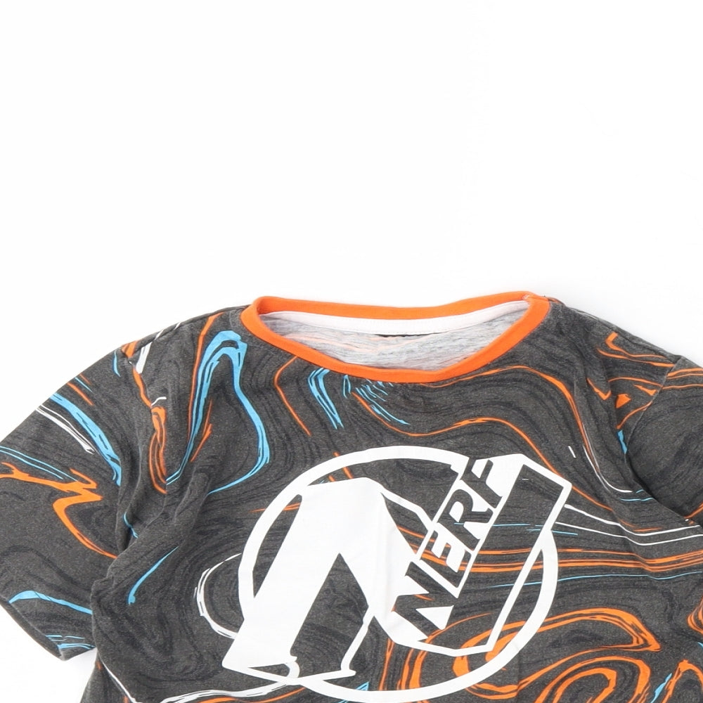 TU Boys Grey Geometric  Basic T-Shirt Size 7 Years  - NERF