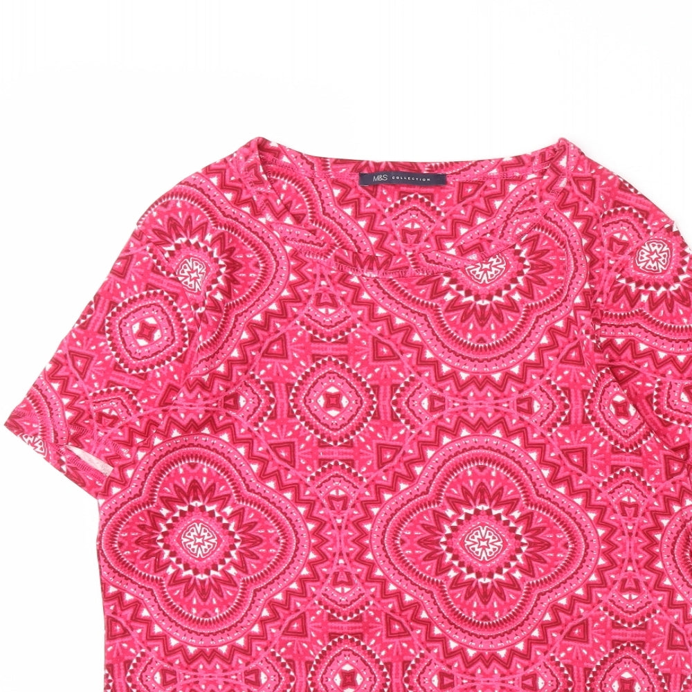 M&s Womens Pink Geometric  Basic T-Shirt Size 14