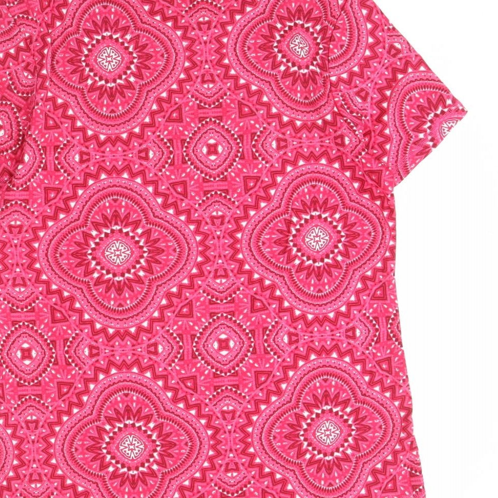 M&s Womens Pink Geometric  Basic T-Shirt Size 14