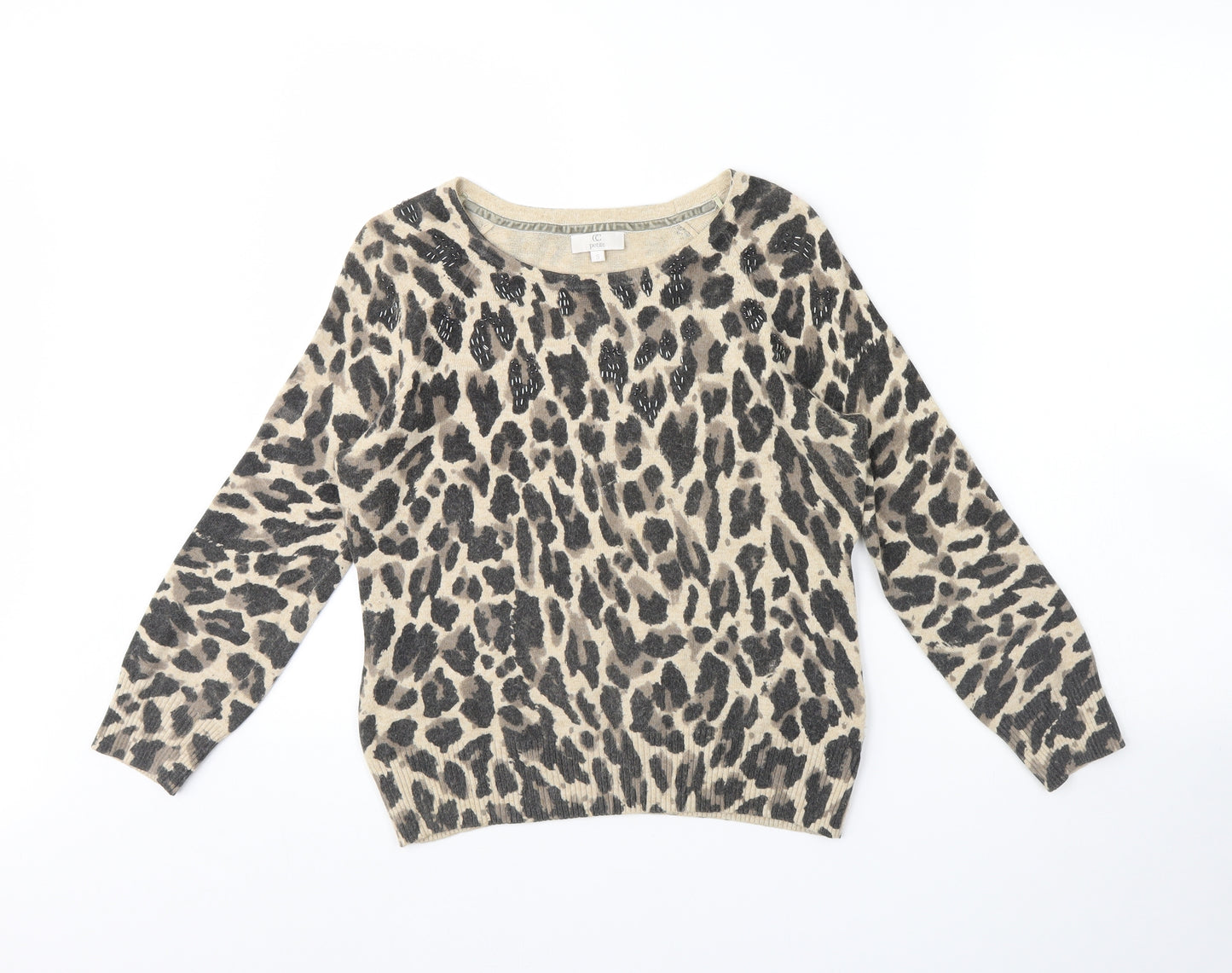 cc Womens Brown Animal Print  Pullover Jumper Size S