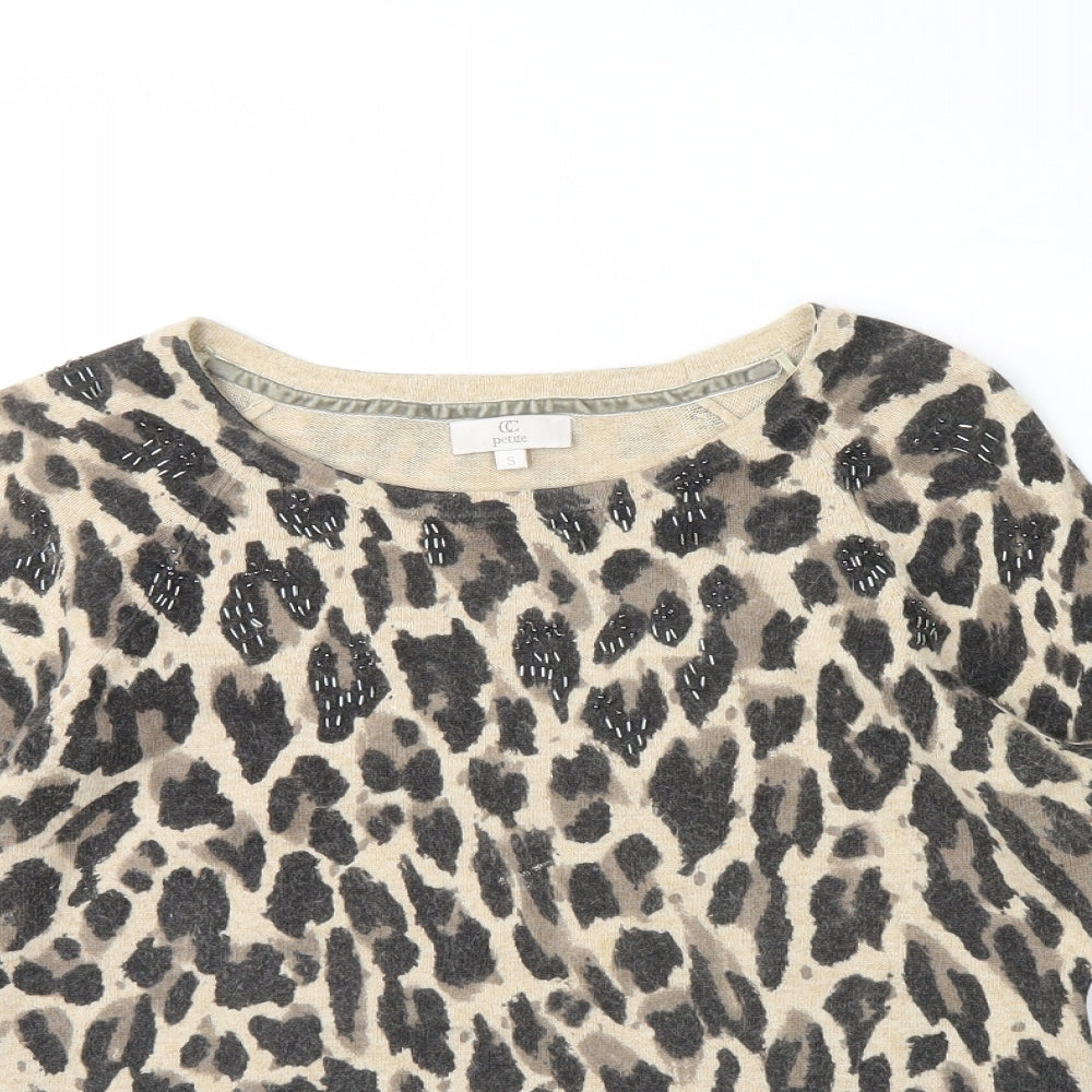 cc Womens Brown Animal Print  Pullover Jumper Size S