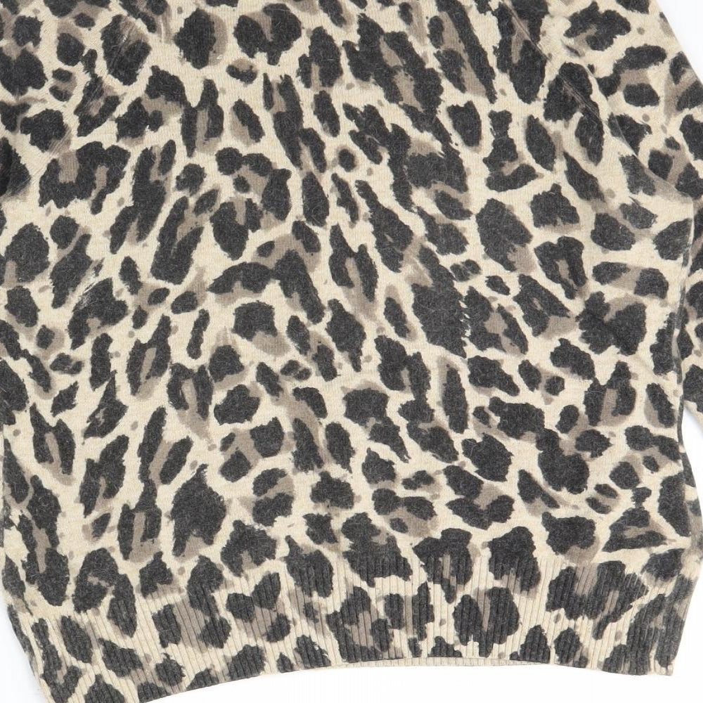 cc Womens Brown Animal Print  Pullover Jumper Size S