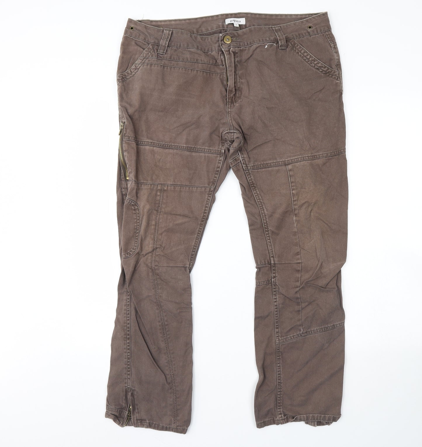 Papaya Womens Brown  Denim Straight Jeans Size 16 L29 in