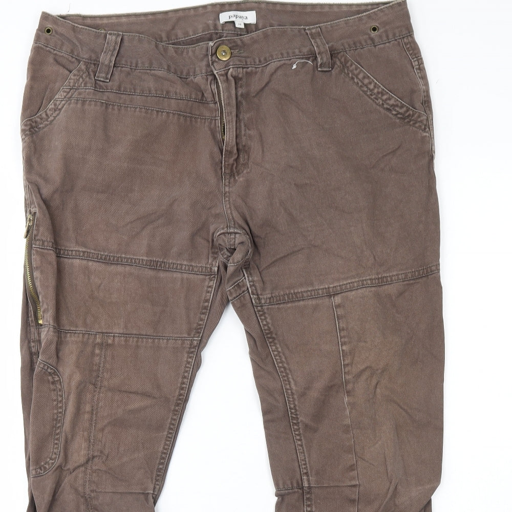 Papaya Womens Brown  Denim Straight Jeans Size 16 L29 in