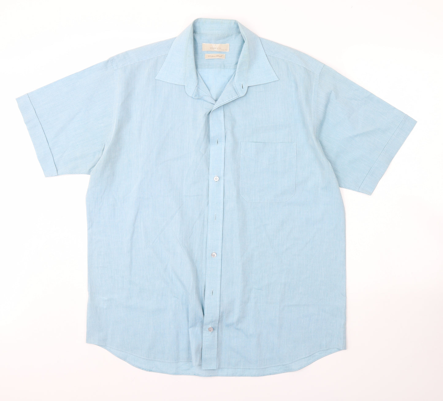 Woolworths Mens Blue Striped   Dress Shirt Size 42