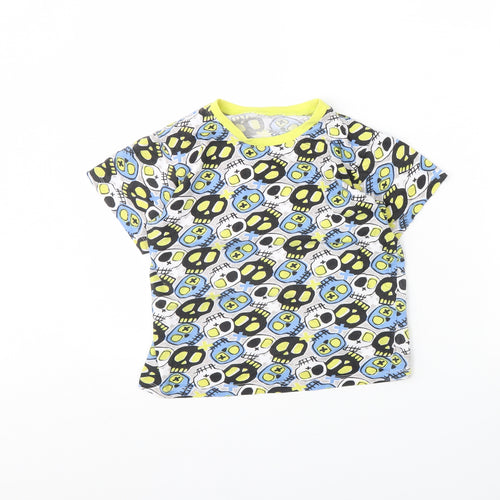 kids Boys Grey Spotted  Basic T-Shirt Size 10 Years  - skull