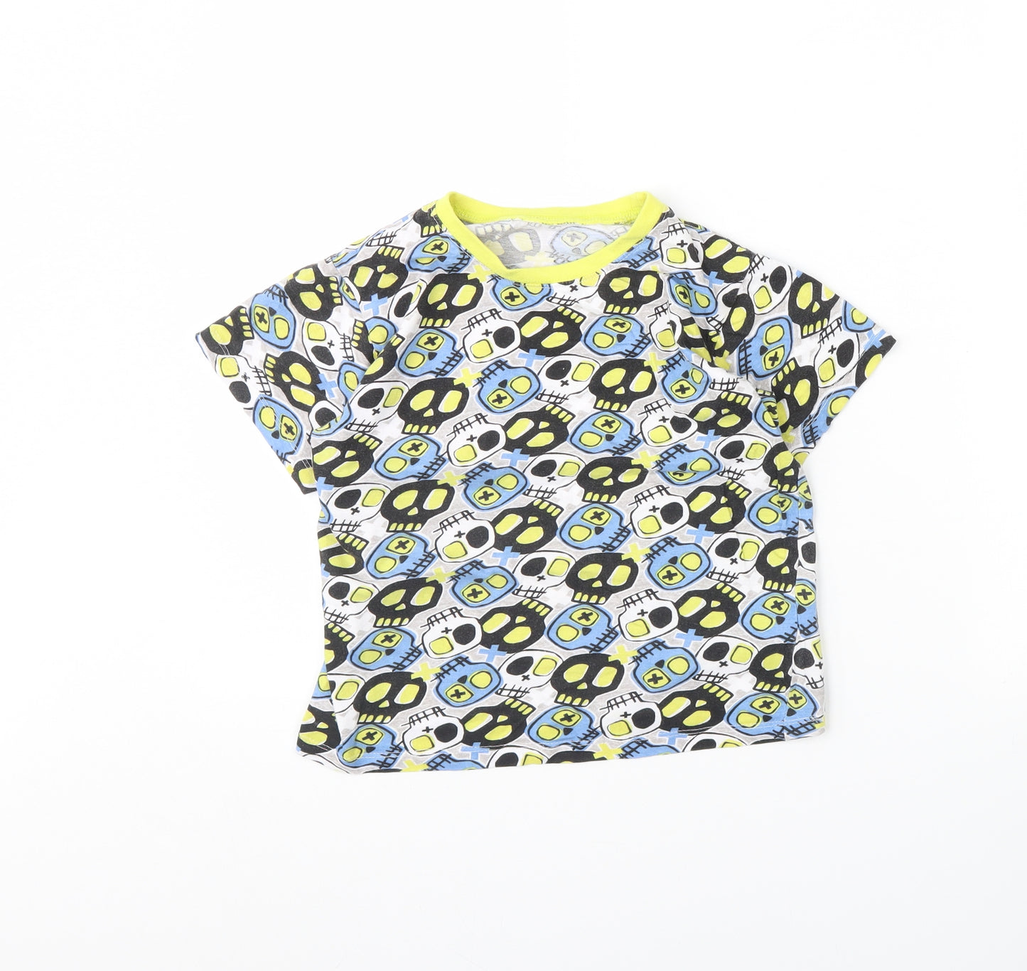kids Boys Grey Spotted  Basic T-Shirt Size 10 Years  - skull
