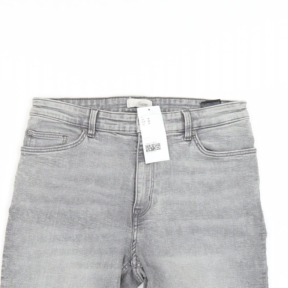 H&M Womens Grey   Cut-Off Shorts Size 14