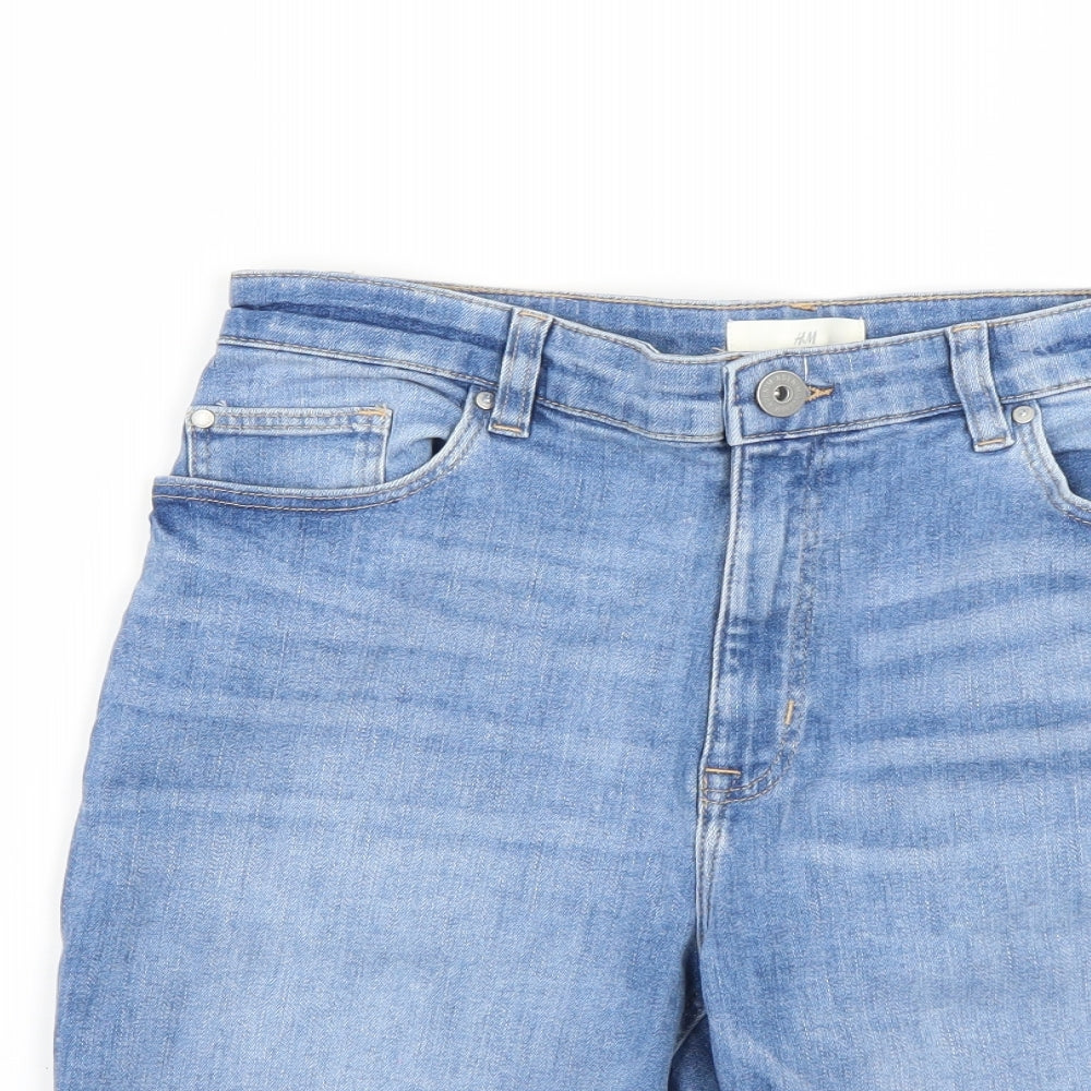 H&M Womens Blue   Cut-Off Shorts Size 14
