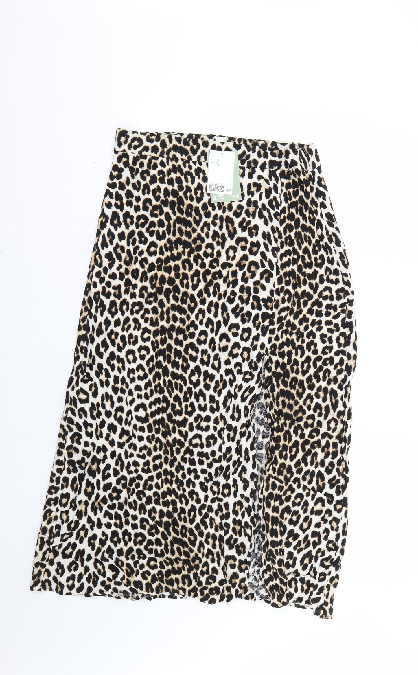 H&M Womens Brown Animal Print  Maxi Skirt Size 14