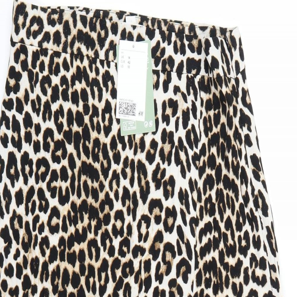 H&M Womens Brown Animal Print  Maxi Skirt Size 14
