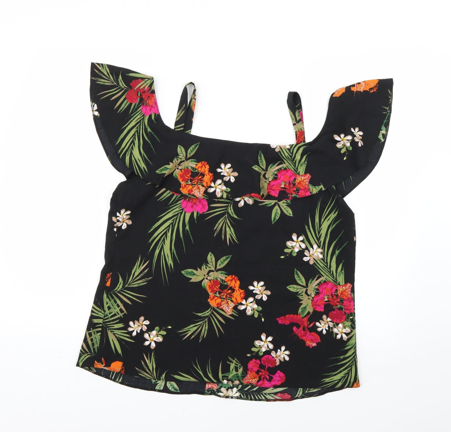 George Womens Black Floral  Basic Blouse Size 12