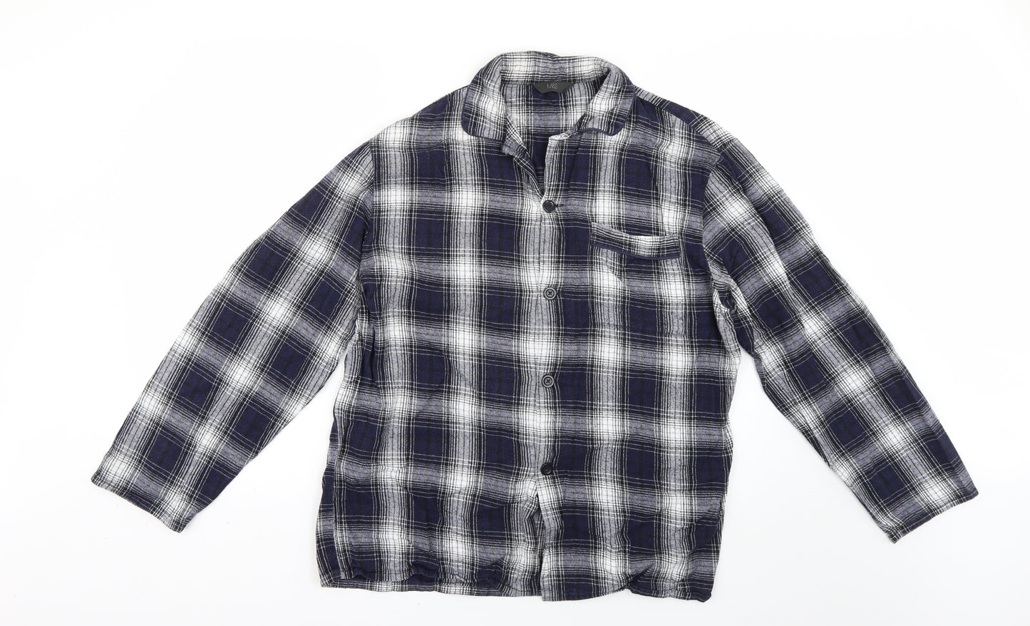 Marks and Spencer Mens Blue Check   Button-Up Size M