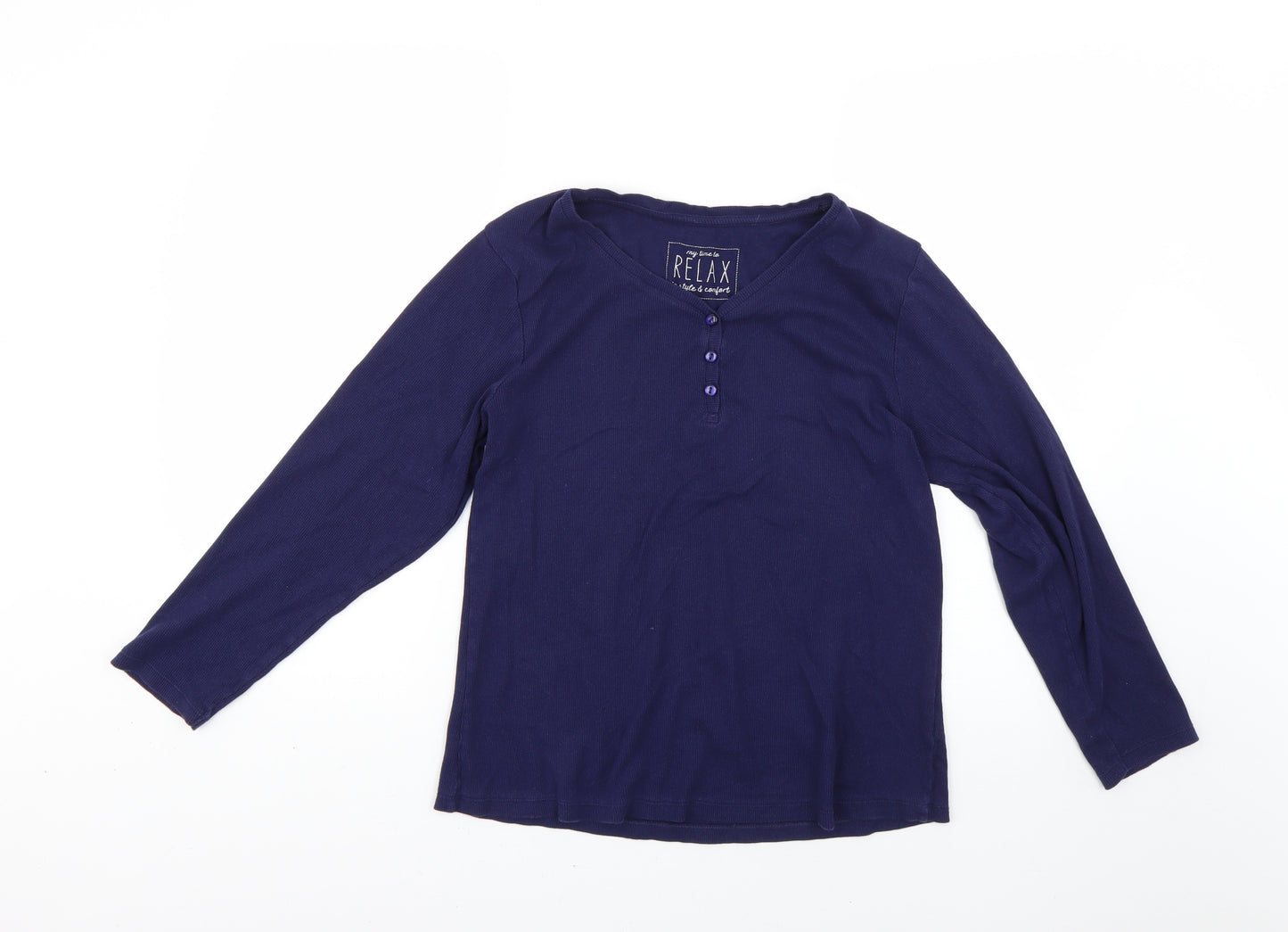 Peacocks Womens Blue Solid  Top Pyjama Top Size 14