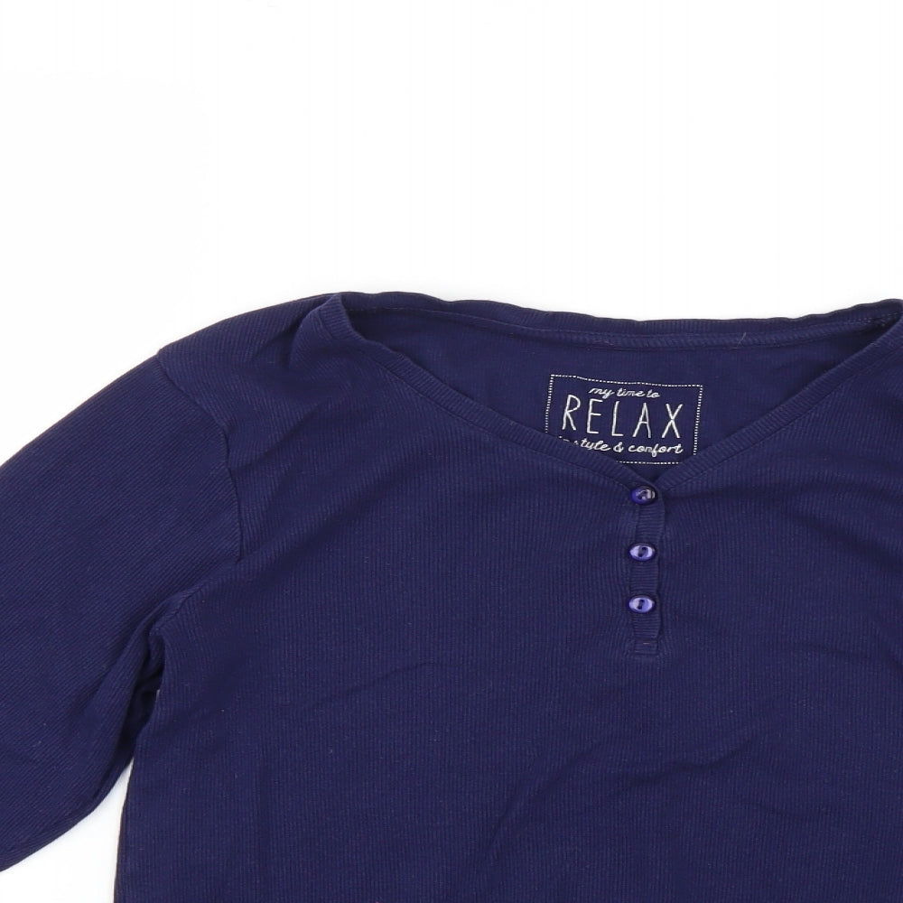 Peacocks Womens Blue Solid  Top Pyjama Top Size 14