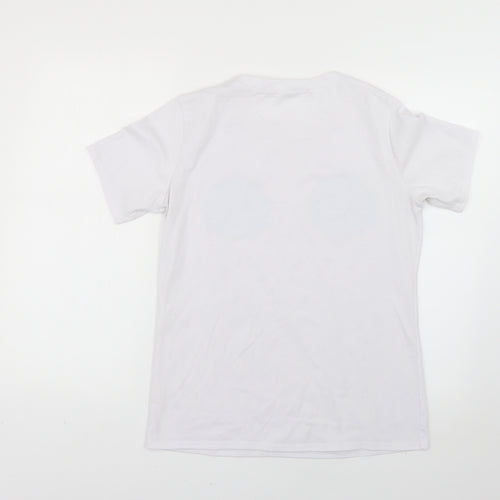 fearless clothing Womens White Geometric  Basic T-Shirt Size 14