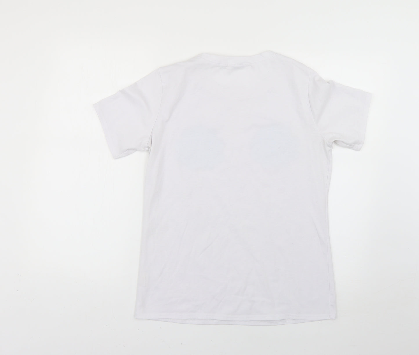 fearless clothing Womens White Geometric  Basic T-Shirt Size 14
