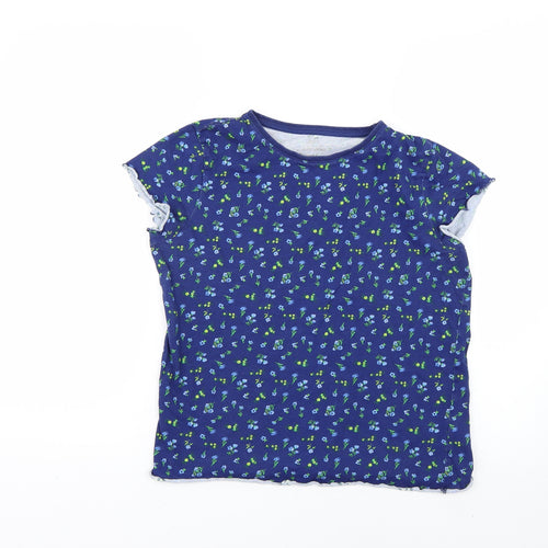 F&F Girls Blue Floral  Basic T-Shirt Size 12-13 Years
