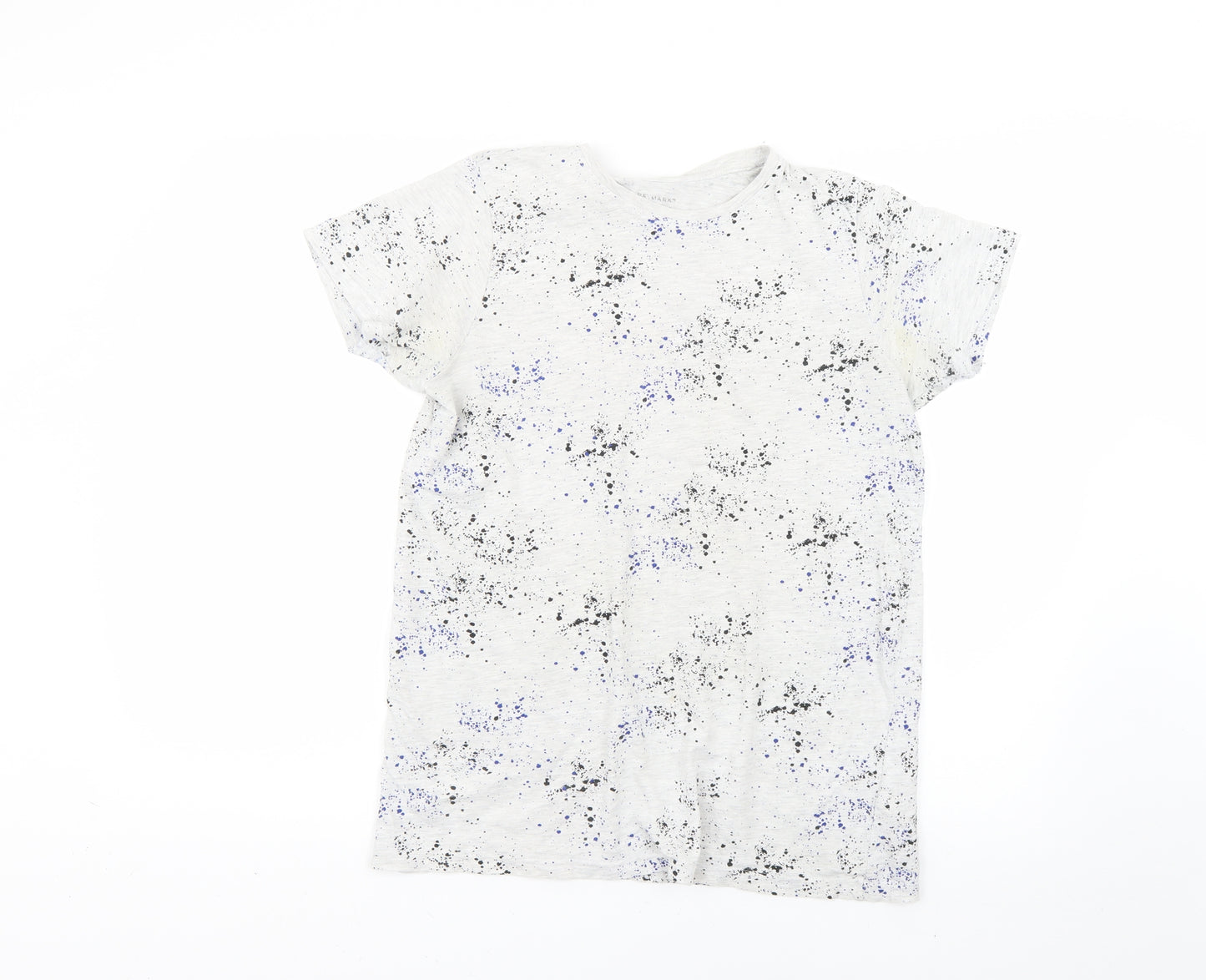 Primark Boys White Geometric  Basic T-Shirt Size 13-14 Years