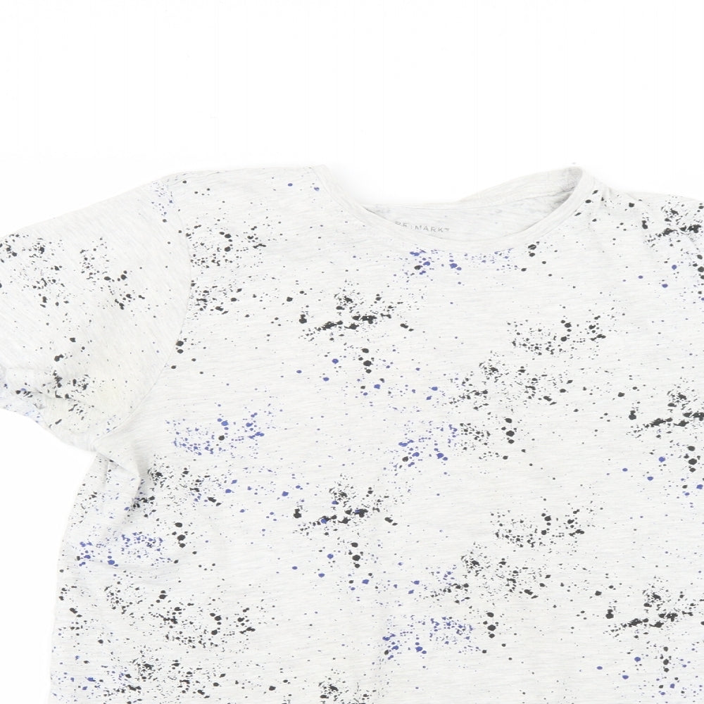 Primark Boys White Geometric  Basic T-Shirt Size 13-14 Years