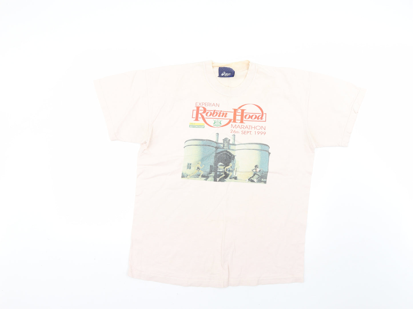 oasics Mens Beige Geometric   T-Shirt Size L