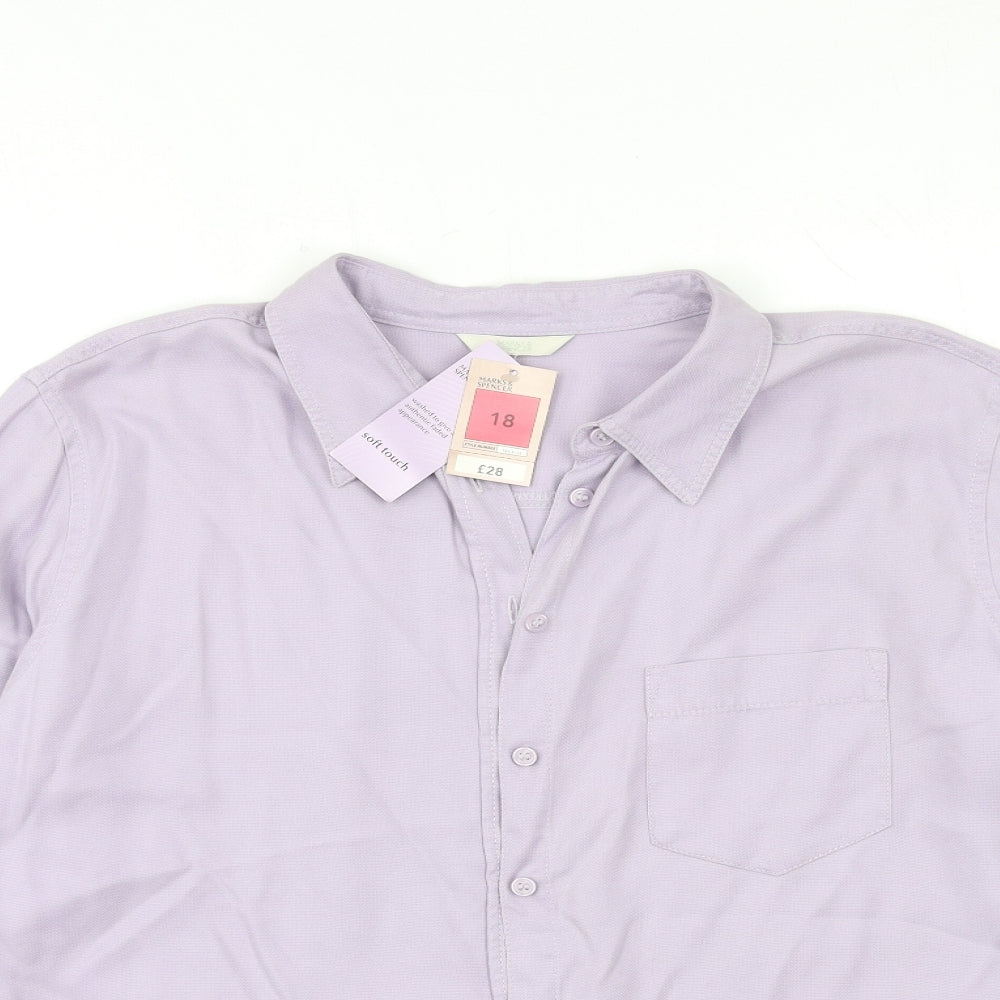 Marks and Spencer Womens Purple   Basic Button-Up Size 18