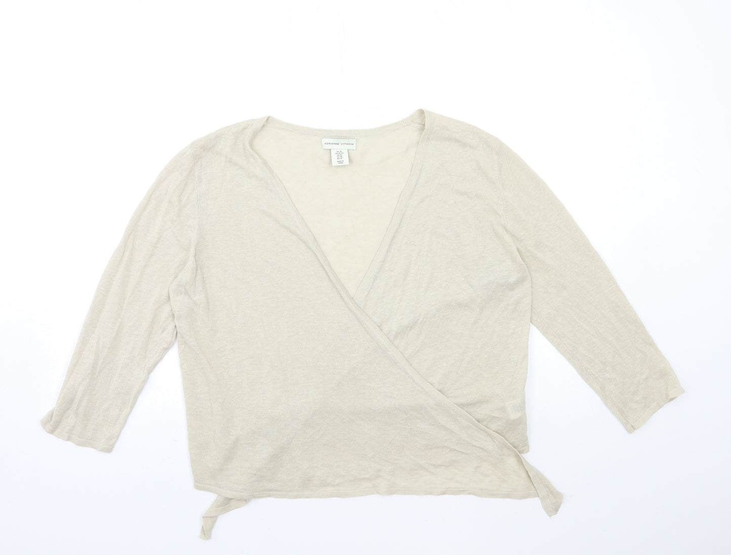 Adrienne Vittadini Womens Beige  Knit Cardigan Jumper Size XL
