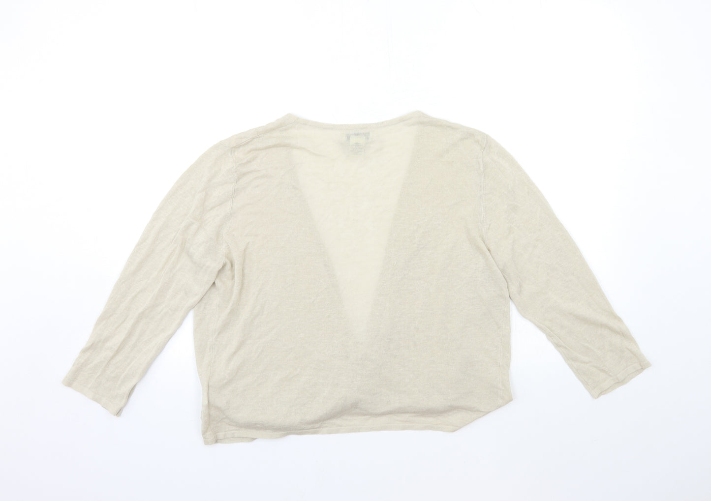Adrienne Vittadini Womens Beige  Knit Cardigan Jumper Size XL