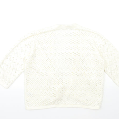 TU Womens White  Knit Cardigan Jumper Size 16