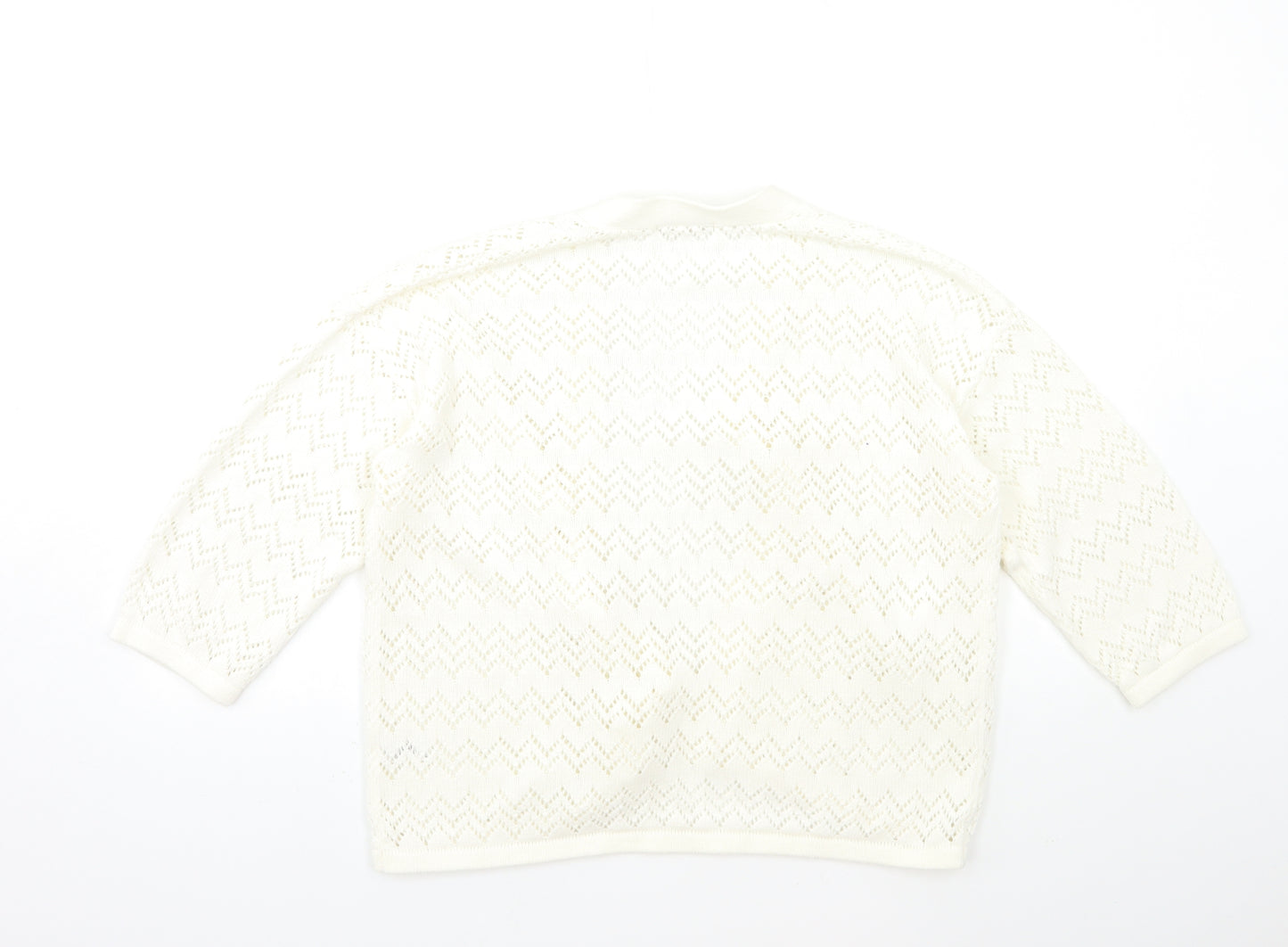 TU Womens White  Knit Cardigan Jumper Size 16