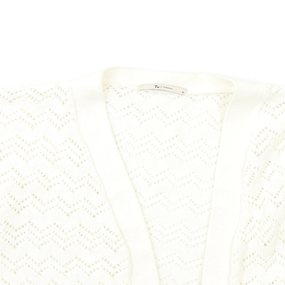 TU Womens White  Knit Cardigan Jumper Size 16