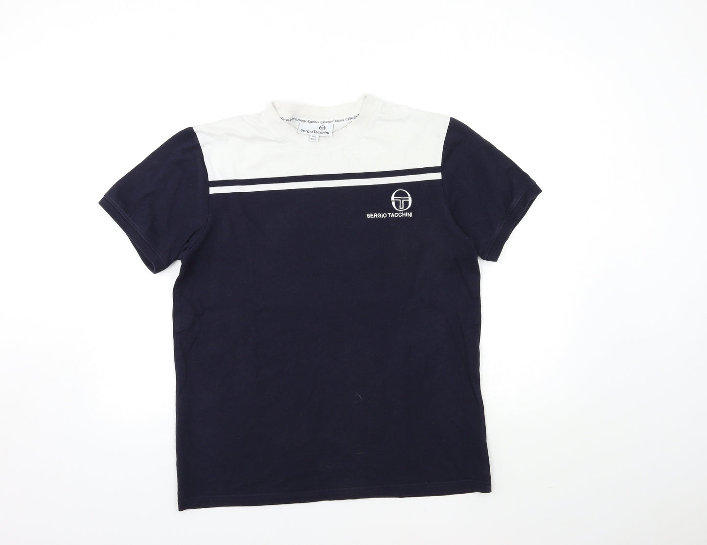 Sergio Tacchini Mens Blue Striped   T-Shirt Size XL