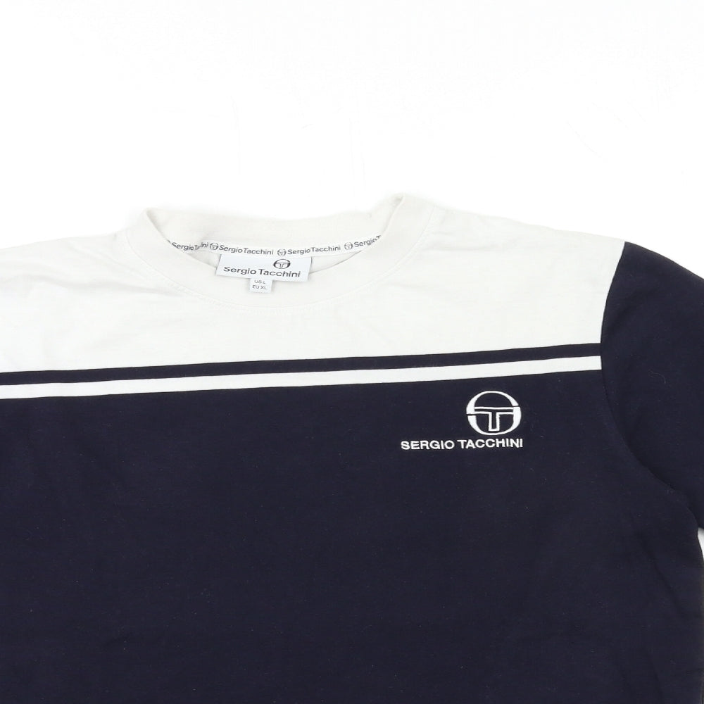 Sergio Tacchini Mens Blue Striped   T-Shirt Size XL