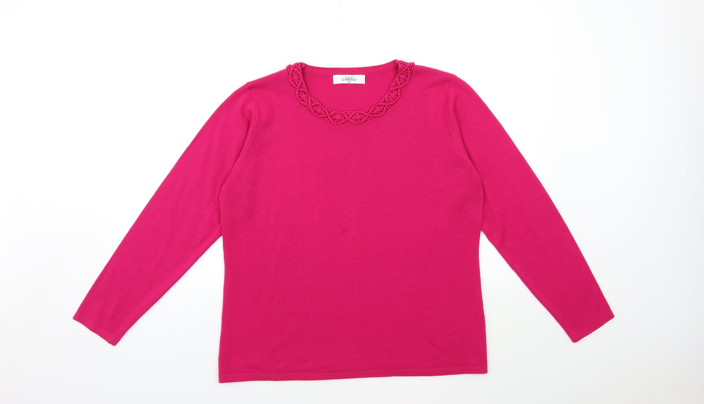 Classic Womens Pink  Knit Pullover Jumper Size 16